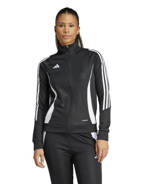 Model wearing the Tiro Womens Track Jacket in black